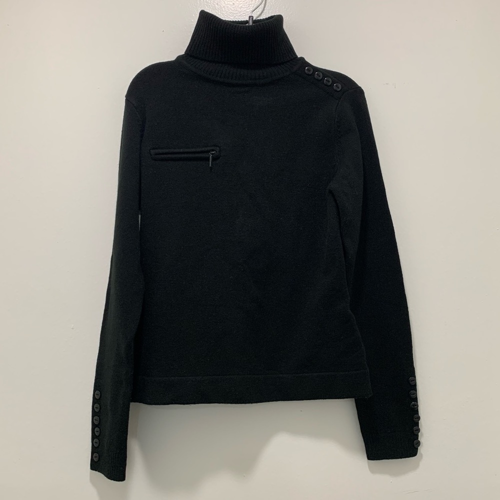 YOKI Turtleneck Long Sleeve Sweater in Black, Size L
